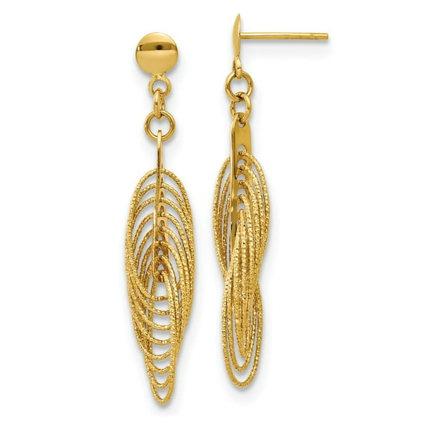 FB Jewels 14K Yellow Gold Textured Earrings 